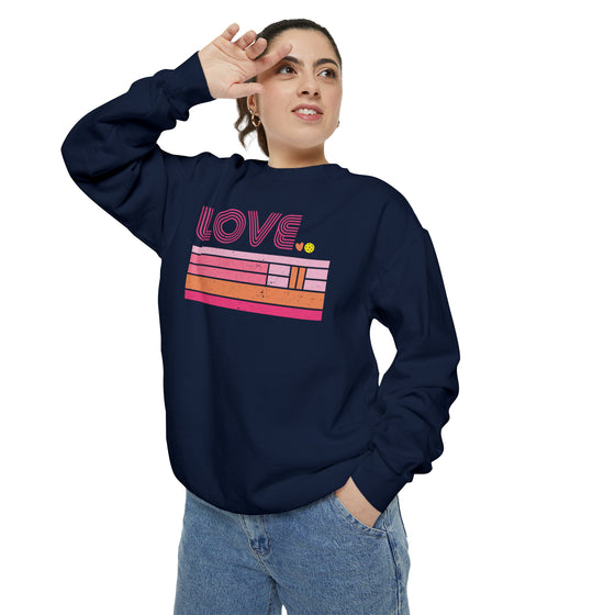 Pickleball Striped LOVE Sweatshirt • Women's