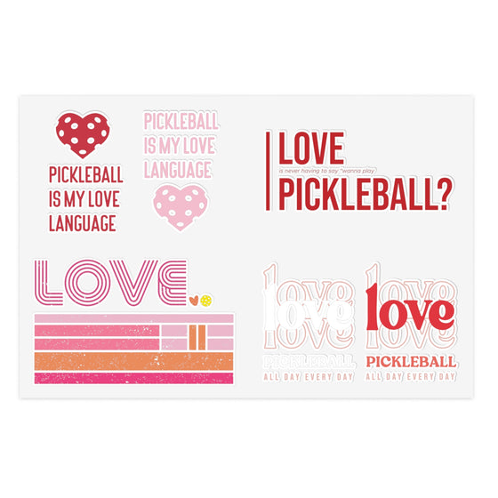 Pickleball Sticker Sheets | Valentine's Edition