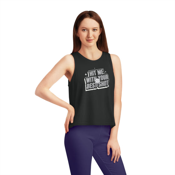 Hit Me With Your Best Shot Cropped Pickleball Tank • Women's